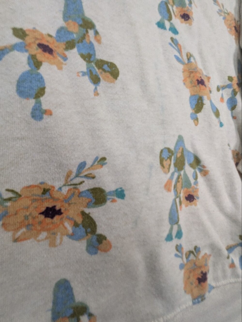 Ariat Floral Logo Hoodie Cream Light Blue Peach Comfortable Sweatshirt Size 3X - Picture 9 of 10